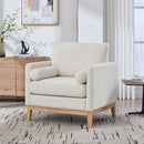 Wide Modern Performance Accent Chair With Natural Legs