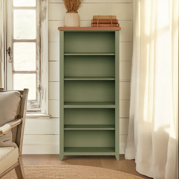 Vineyard - 72" High 5 Shelf Bookcase - Sage Green And Fruitwood