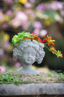 Cement Bust Wall Planter Indoor Outdoor Home Garden Decor - Gray