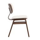 Modern Boucle Fabric Upholstered Side Chair, Bentwood Frame - White / Walnut