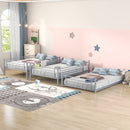 Full-Full-Full Metal  Triple Bed  with Built-in Ladder, Divided into Three Separate Beds,Gray(OLD SKU:LP000297AAE)