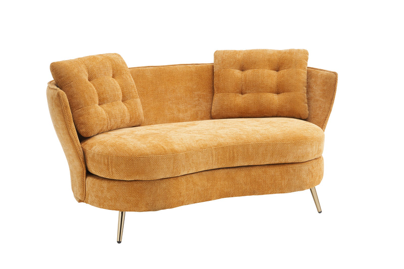 Polyester Fiber Loveseat Sofa Upholstered Couch With Golden Metal Legs Club Two-Seat Sofa For Living Reading Room Bedroom Apartment Small Space Dorm