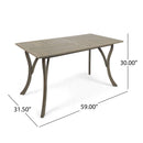 Transitional Acacia Wood Dining Table With Slat Panel Top - Gray