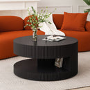 Round Coffee Table With Storage, Vertical Stripe Design