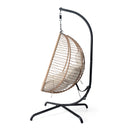 Sora - Outdoor Patio Wicker Hanging Chair With Stand - Beige / Brown