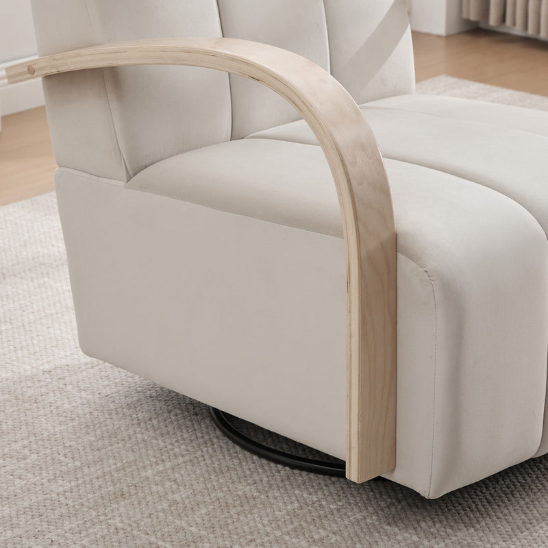 360° Swivel Accent Chair With Armrests, Comfy Lounge Chair - Beige