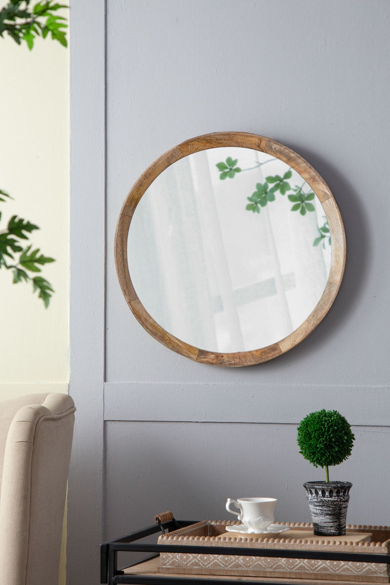 Transitional Decor Style Mango Wood Wall Mirror Wall Decor With Frame Of Solid Mango Wood For Bathroom, Entryway Console Lean Against Wall