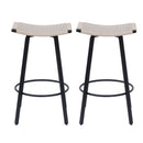 Counter Height Bar Stools Backless Handwoven Kitchen Dining Chairs With Round Footrest (Set of 2) Weaving Pub Stoo - Creamy White