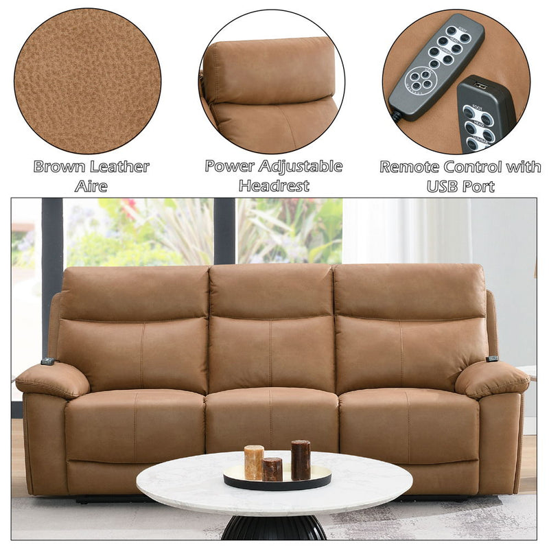 Chavis - Power Motion Sofa With USB & Power Headrest - Brown