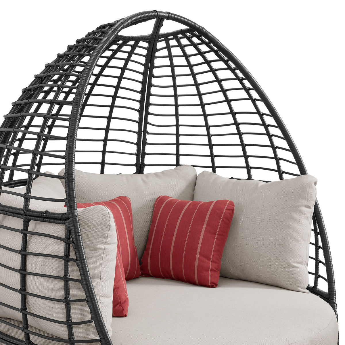 Playa Twin Egg Chair With 3 Pillows in Dark Gray / Beige by Elements International, view 5
