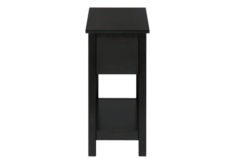 Accent End Table, 2 Tier, Narrow, Lamp, Storage Drawer, Charming Design