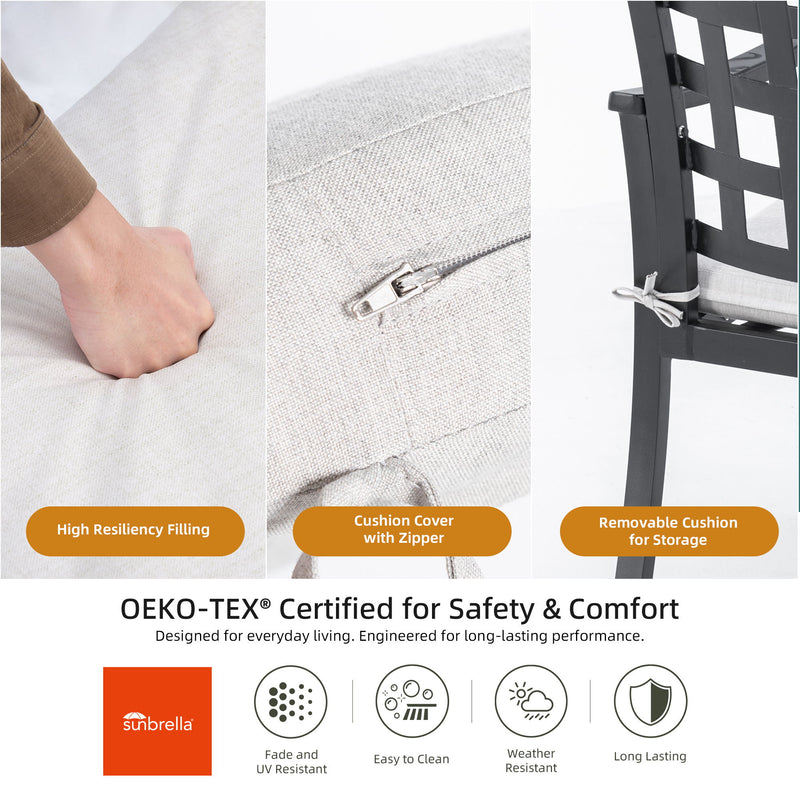 Modern Classic Outdoor Patio Dining Set, Rectangular Table & Dining Chairs, Rust Free, Weather Resistant