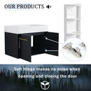 Modern Wall Mounted Bathroom Vanity With Resin Sink And Storage Rack