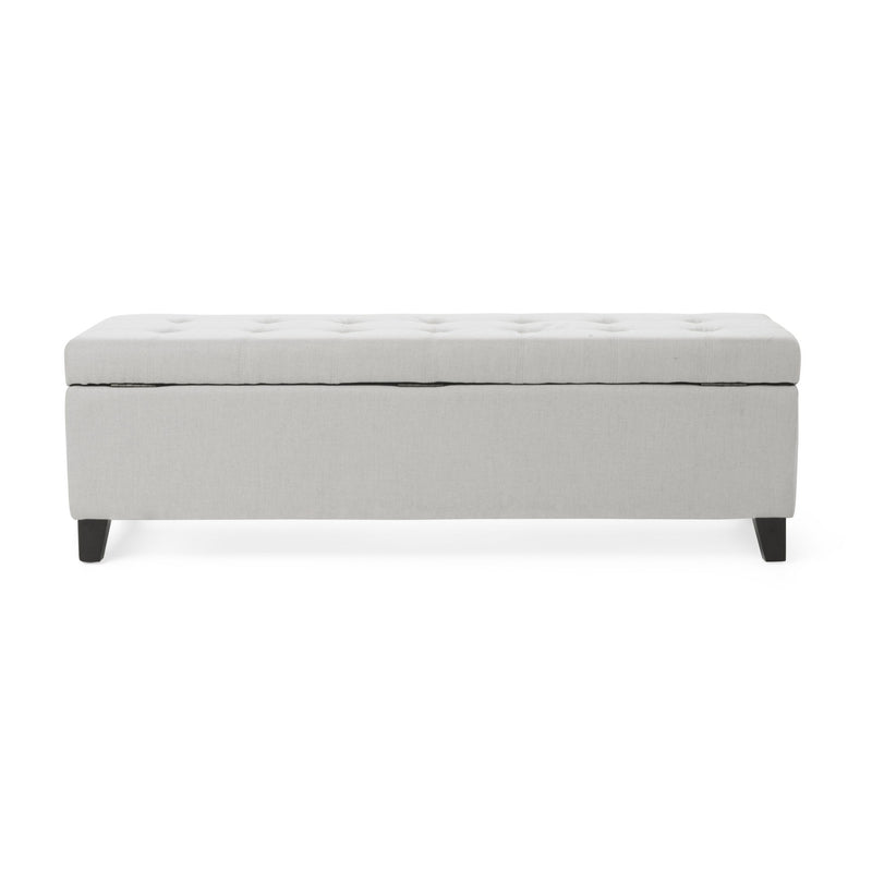 Home Mission - Upholstered Storage Ottoman Bench - Light Gray