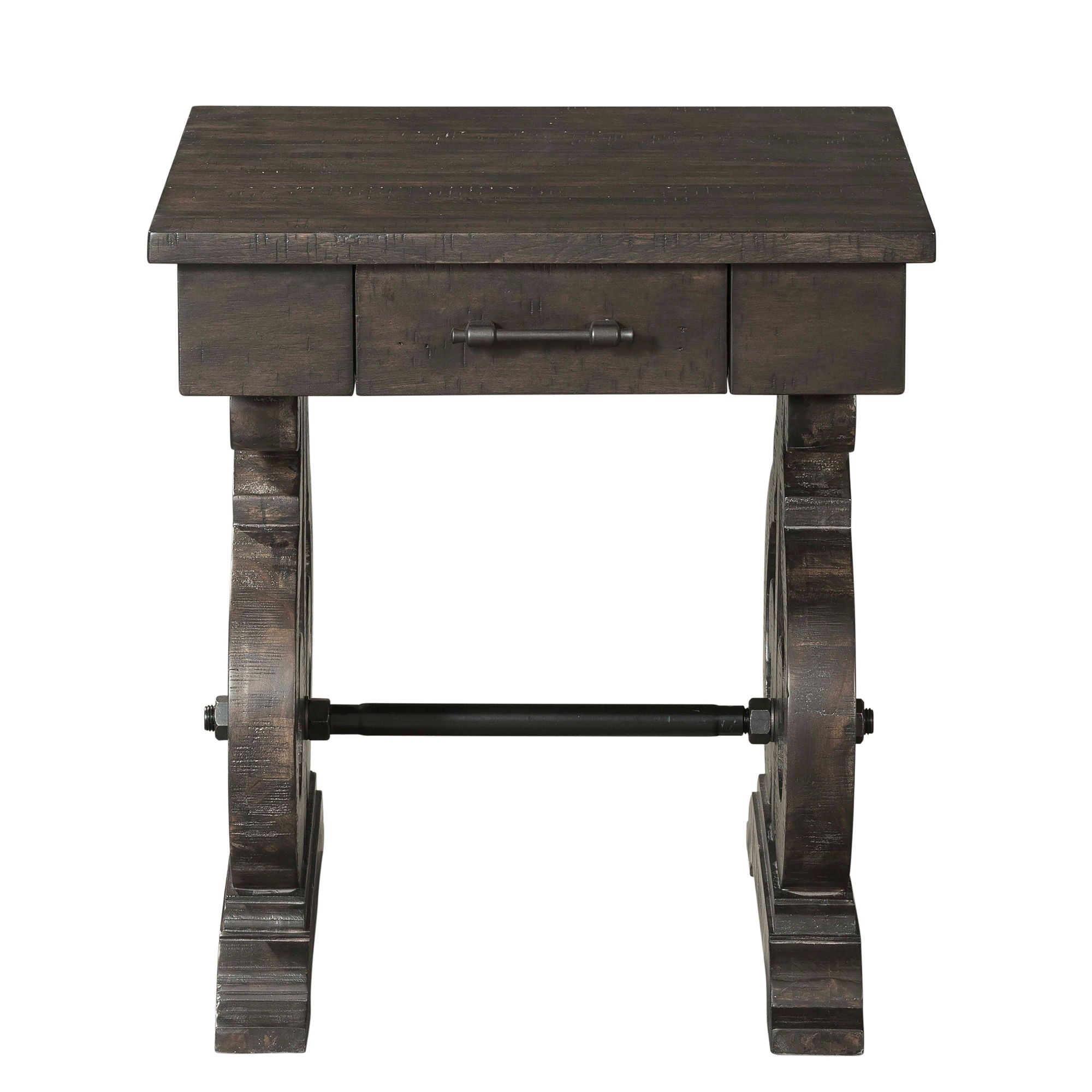 Stone - Chairside Table With PU Base - Dark Walnut