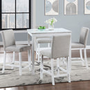 5 Piece Counter Height Table Set, Square Table And 4 Upholstered Chairs