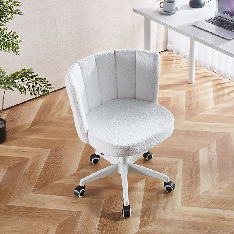 Home Office Chair, Fluffy Fuzzy Comfortable Makeup Vanity Chair, Swivel Desk Chair Height Adjustable Dressing Chair For Bedroom