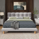 Upholstered Platform Bed Frame With Cookie Shaped Headboard