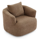 360° Swivel Barrel Sofa Chair With Throw Pillow, Chenille Upholstered Accent Chair