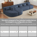 Upholstered Sofa Free Combined Sofa Couch With 2 Chaise Lounge And Five Back Pillows For Living Room