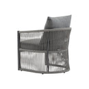 Modern Curved Aluminum Lounge Chair With Stylish Rope Weave Design And Cushioned Comfort For Outdoor