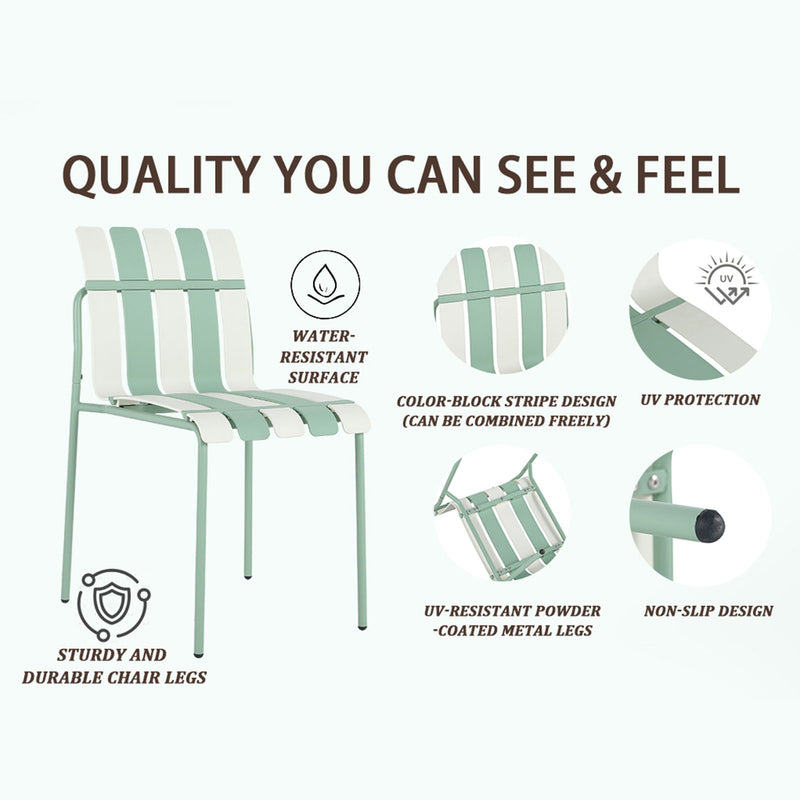 4 Piece Set Of Modern Color Block Designed Single Chairs With Folding Square Table