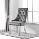 Satinka - Side Chair (Set of 2) - Gray Fabric & Mirrored Silver