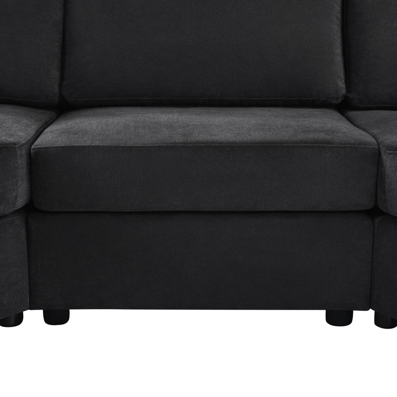 Modern 3 Seater Upholstered Sofa With Curved Design
