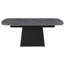 Potero - Faux Marble Extension Leaf Dining Table - Black