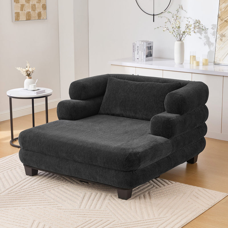 Oversized Chaise Lounge Sofa Bed With Deep Seat And Layered Armrests