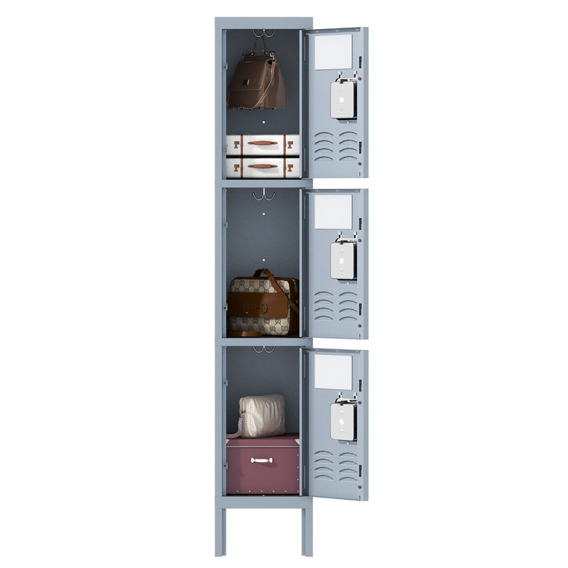Lockers For Employees With 3 Door Storage Locker Durable For Gym, School, Office - Gray