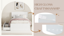 Modern Twin Bed Frame With 2 Drawers For White High Gloss Headboard and Footboard With Washed White Color