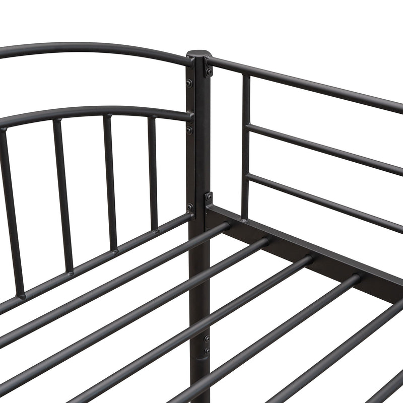 Twin Over Twin Metal Bunk Bed, Divided Into Two Beds - Black