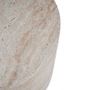 Modern Concrete Side Table With Travertine, Indoor / Outdoor Use - Beige