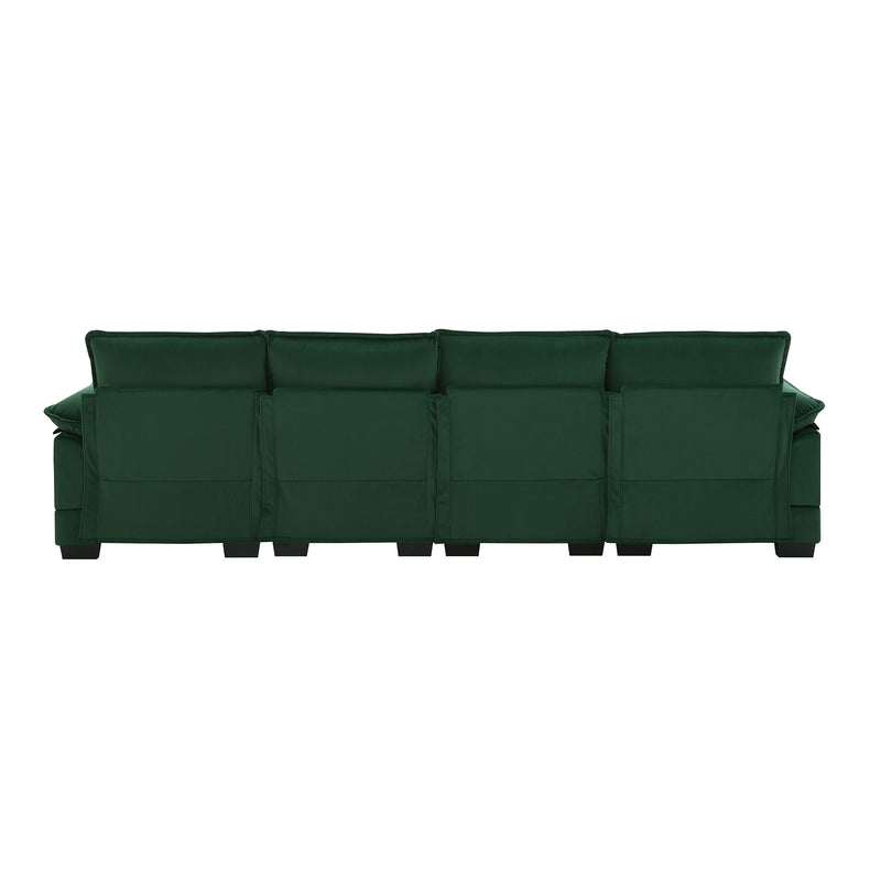 Modern U-Shaped Sectional Sofa With Waist Pillows, 6 Seat Upholstered Symmetrical Sofa Furniture, Sleeper Sofa Couch With Chaise Lounge For Living Room