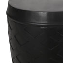 Outdoor Side Table With Lattice Design And Round Top - Black
