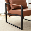 Classic Leather And Metal Frame Sofa, Ergonomically Designed, A Perfect Blend Of Modern And Industrial Styles