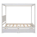 Canopy Platform Bed With Drawers, Support Slats, No Box Spring Needed