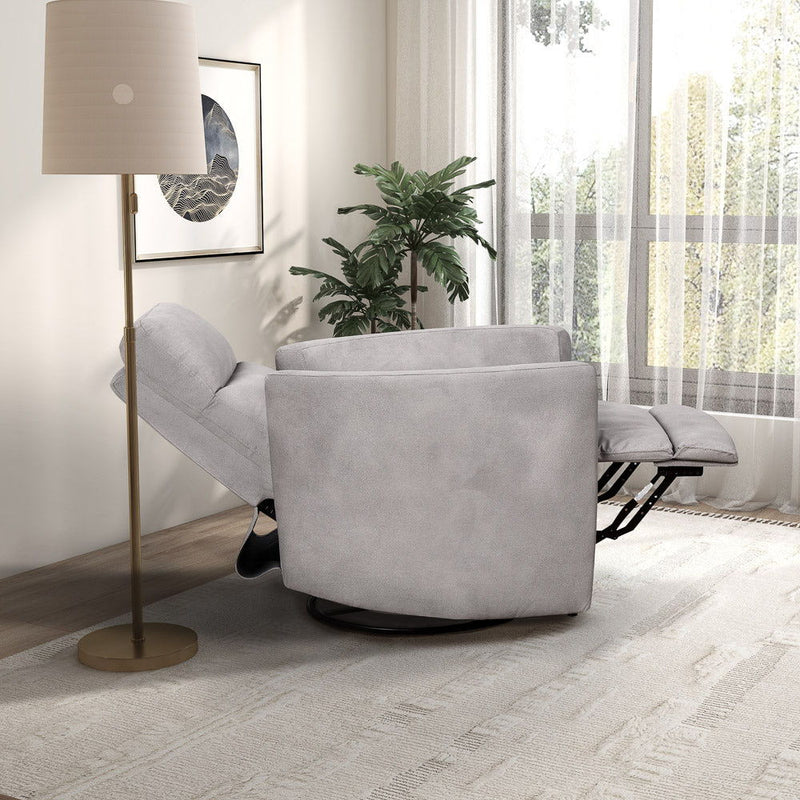 Lawson - Swivel Glider Suede Recliner Chair - Latte