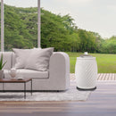 Glazed Ceramic Drum Stool Indoor / Outdoor Side Table Ceramic - White