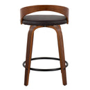 Grotto - Mid-Century Modern Fixed Height Counter Stool & Swivel With Round Footrest (Set of 2)