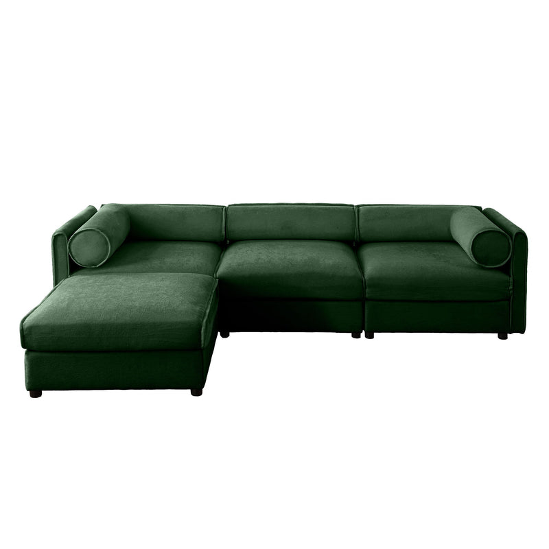 Contemporary Elegant White Chenille Sofa With Storage And Ottoman
