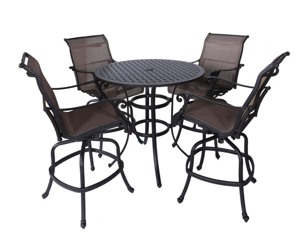 5 Piece Bar Height Dining Set - Antique Bronze