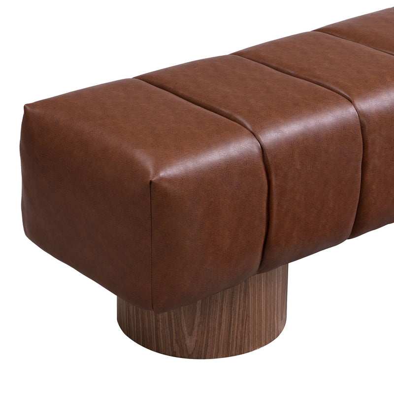 Upholstered Dining Bench For Dining Room, End Of Bed Entryway Bench Ottoman For Bedroom Living Room - Brown