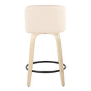 Toriano - Contemporary, Fixed Height Counter Stool With Swivel And Round Footrest (Set of 2)