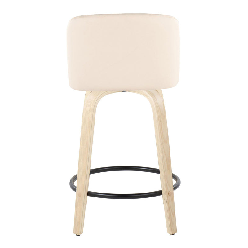 Toriano - Contemporary, Fixed Height Counter Stool With Swivel And Round Footrest (Set of 2)