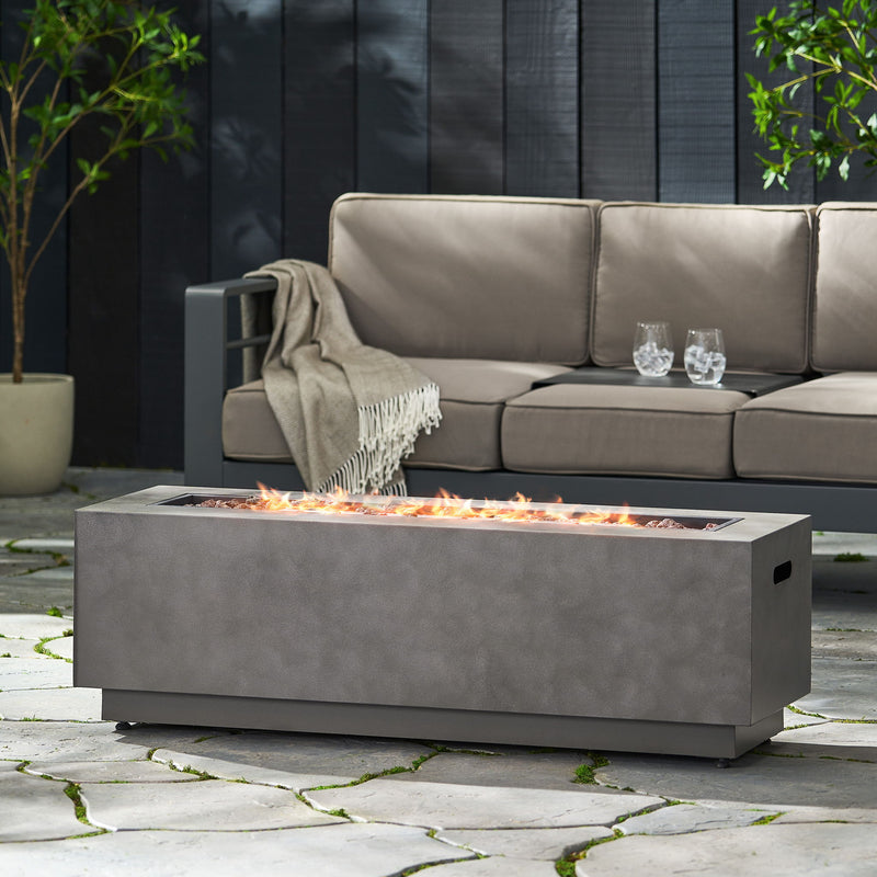 Modern Rectangular Iron Fire Pit 50,000 Btu