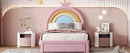 Upholstered Rainbow Design Bed, Velvet Princess Platform Bed With Storage Drawer
