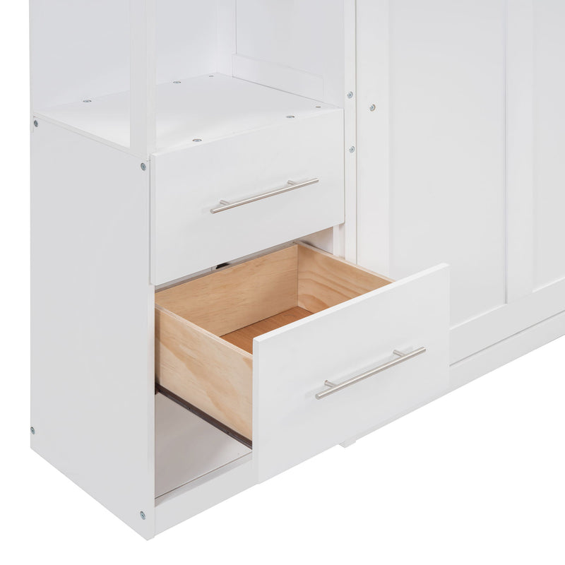 Murphy Wall Bed With LED Lights, Shelves And Drawers