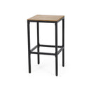 Outdoor Bar Stool With Slat Design And Metal Frame (Set of 2)